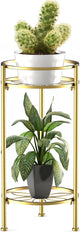 H HOMEXIN Plant Stand Indoor ,2 Tier Metal Plant Stand 23.5'' Tall Heavy Duty Sturdy Plant Shelf Holder,Rustproof Decorative Plant Stands Outdoor for Corner Garden Patio Livingroom Balcony