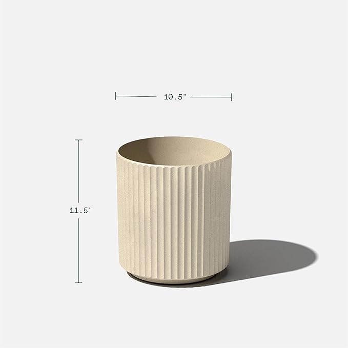 Veradek Demi Series Round Planter for Porch, Patio, Backyard | Durable Plastic-Concrete Material | Modern Décor for Tall Plants, Flowers