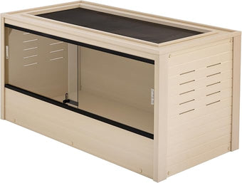 New Age Pet ECOFLEX 48" Wide Large Reptile Habitat, Mojave Lounge for Snakes, Tortoises & Lizards in Maple, Black & Grey, Easy Assembly, Sliding Glass Doors & Mesh Top