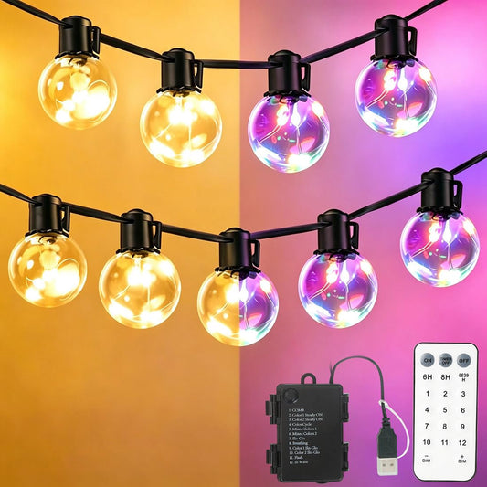 KepStars 30ft Outdoor String Lights Battery Operated,20 G40 LED Patio Bulbs