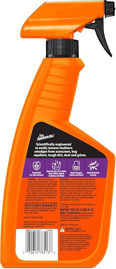 Armor All Multi-Purpose Car Cleaner Spray, 16 fl oz Spray Bottle, With New Car Scent, Multipurpose Interior Cleaner