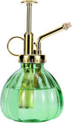 Glass Plant Mister Spray Bottle, 6.5" Green Glass Water Spray Bottle with Gold Top Pump Small Watering Can, Small Plant Sprayer Mister for Indoor Outdoor House, Green+Gold (Green+Gold C)