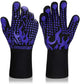 Comsmart BBQ Gloves, 1472 Degree F Heat Resistant Grilling Gloves Silicone Non-Slip Oven Gloves Long Kitchen Gloves for Barbecue, Cooking, Baking, Cutting