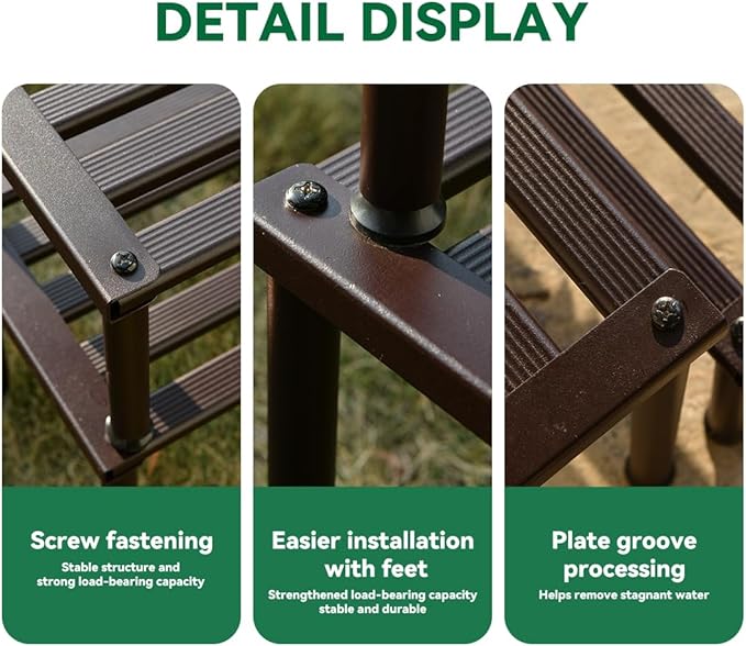 MultirackX Metal Plant Stand, Rust-proof Aluminum Display Rack, Plants Display Stands Decoration Racks for Living Room Garden Balcony Patio (Ebony, 42.5Inch Low Leg)