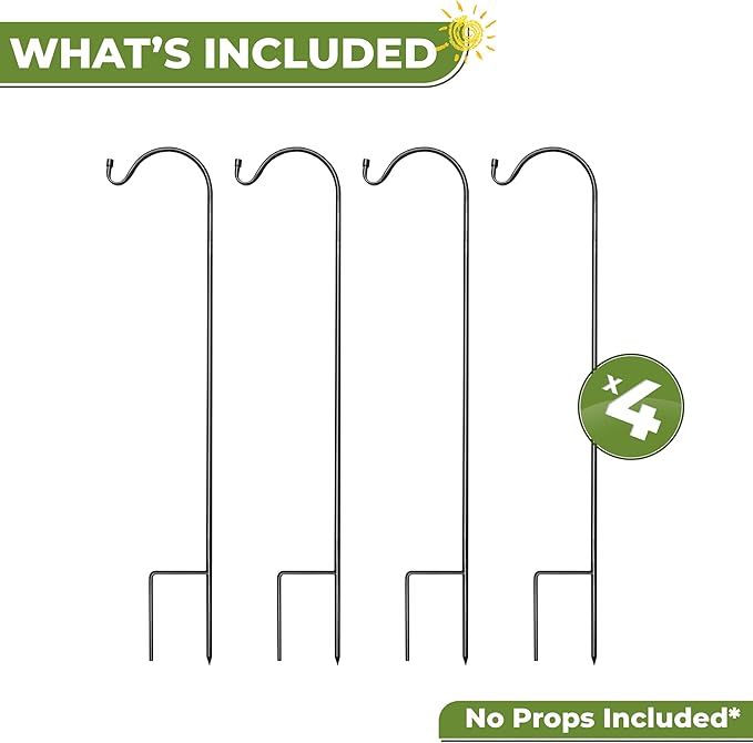 Sorbus® Shepherd's Hooks - Set of 4 Extendable Garden Planter Stakes for Bird Feeders, Outdoor Décor, Plants, Lights, Lanterns, Flower Baskets, and More! Heavy Duty - Up to 6.5 Lbs. (4 Pack)