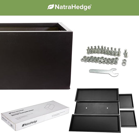NatraHedge (44" Lx 15" W x 15" H (Black- Aluminum) Hampton Classic Wooden Planter Box Indoor and Outdoor Rectangular Garden Planter Use for Patio, Yard, Greenhouse, Vegatable, Flowers, and Herb