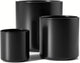 LE TAUCI Ceramic Pots for Plants, 10/8/6 Inch Indoor Planters with Draiange Hole, Silicone Plug & Mesh Pad, Modern Minimalist Pots for Home Office, Set of 3, Satin, Black