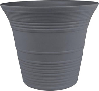 The HC Companies Sedona Round Self-Watering Pot - Lightweight Self Care Planter - Plastic Planter for Herbs & More - Durable Plant Pots for Indoor Plants & Outdoor Plants (14" Warm Gray, Pack of 1)