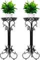 2 Pack Metal Potted Plant Stand Tall Flower Pot Stands Potted Holder Indoor Outdoor Decorative Plant Display Rack for Garden