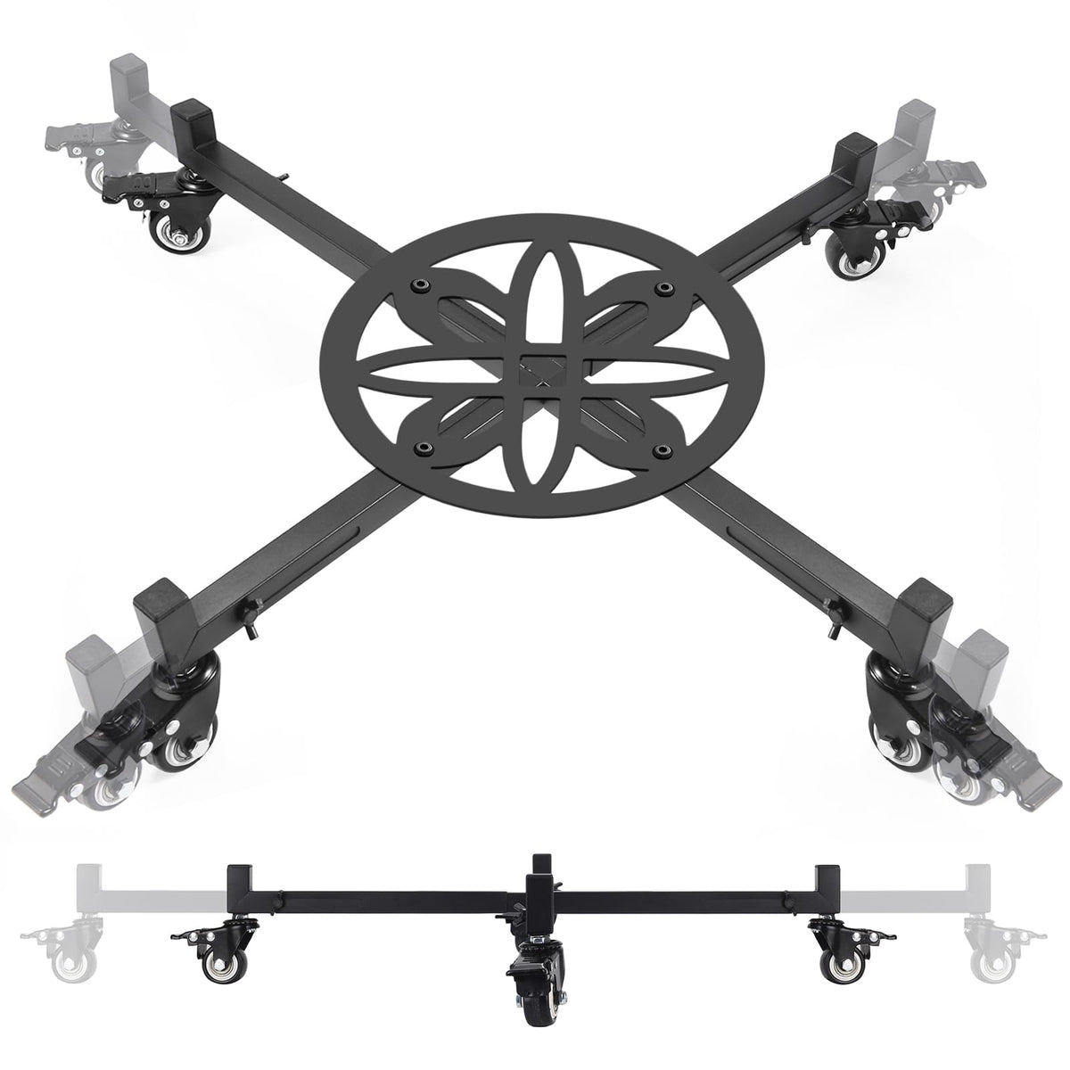 Heavy Duty Plant Caddy with Wheels, Adjustable 22.8-31.9" Diameter Rolling Plant Stand for Indoor/Outdoor, Plant Dolly with 4 Lockable Swivel Casters, Metal Planter Base for Large Pots up to 250 lbs