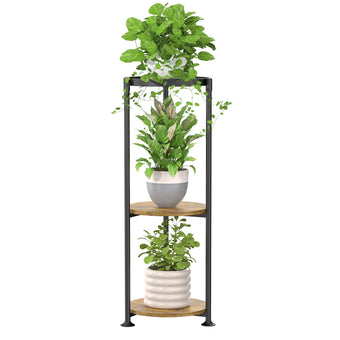 iDavosic.ly 3 Tier Corner Metal Plant Stand Indoor, 34 In Tall, Black Brown