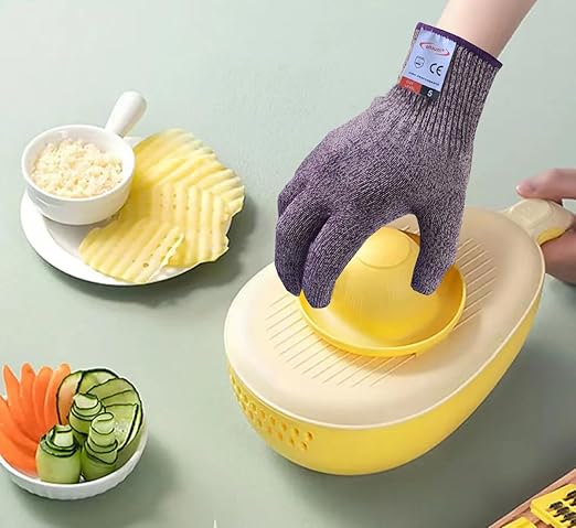 Cutting Gloves, 1 Pairs of Cut Resistant Gloves Food Grade, Cut Resistant Gloves for Kitchen, Oyster Shucking, Fish Fillet Processing, Carving Wood and Gardening(Large-Violet)