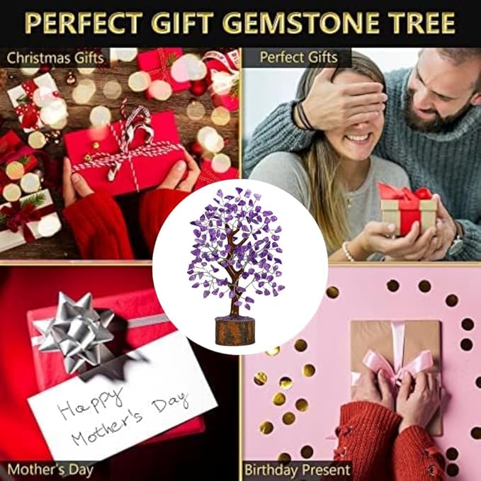 ANAYA AGATE Amethyst Crystal Tree of Life - Handmade Healing Bonsai Purple Tree for Home and Office Decor, Positive Energy and Good Luck, Ideal for Christmas Decor and Birthday Gifts for Women, Men