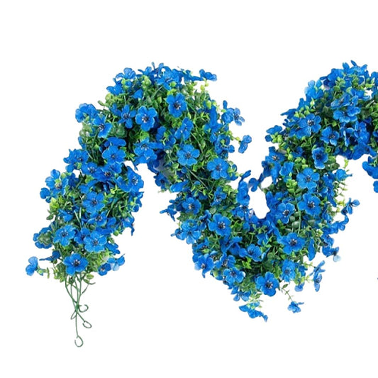JOYWU Artificial Violet Flower Garlands,4 Pack 68 in Fake Vines Silk Flowers Ivy for Wedding Decor,Hanging Violet Floral Garland Decor,UV Resistant Decorative Flower Vine,Wedding Arch Flowers (Blue)