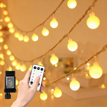 RaThun 65.6ft Globe String Lights with Remote for Indoor Bedroom Warm White