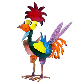 Abirdflyer 7.9" Garden Rooster Statues Sculpture, Metal Rooster Statues, Outdoor Animal Statue, Chicken Ornaments Yard Art for Backyard Patio Lawn Decorations
