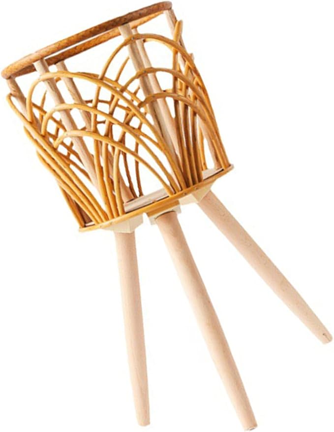 Rattan Plant Stand Woven Plant Stand Wooden Wicker Planter With Wooden Legs Rattan Plant Display Rack Decorations Indoor Flower Holder Handmade Stand Hollow Flower Rack