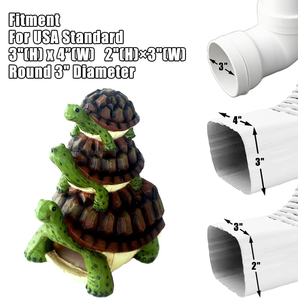 APX Turtle Gutter Downspout Extensions, Decorative Splash Block Statue