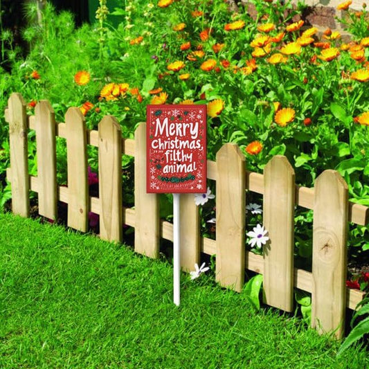 Uptell 7x8.8 Inch Merry Xmas Ya You Filthy Animal Garden Sign Winter House Yard Sign Porch Xmas Holiday Home Decorations Outdoor With Metal Stakes 12.8 Inch