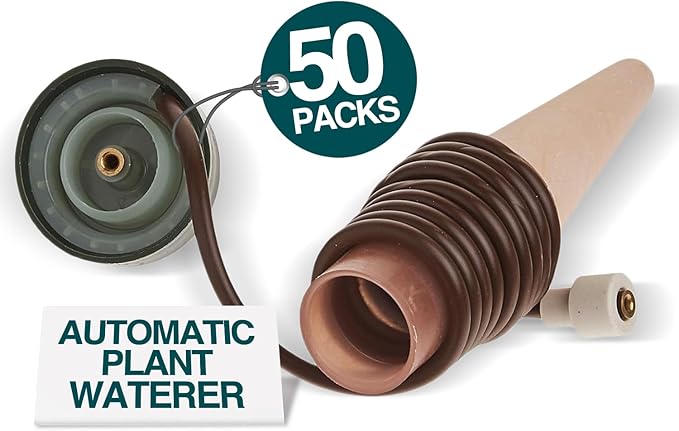 Blumat Classic Self-Watering Stakes - Automatic Drip Irrigation System for Indoor Plant Watering & Outdoor - Water Drip Solution for Potted Plants - Slow Release Stakes, 50 Pack, wo Adapter