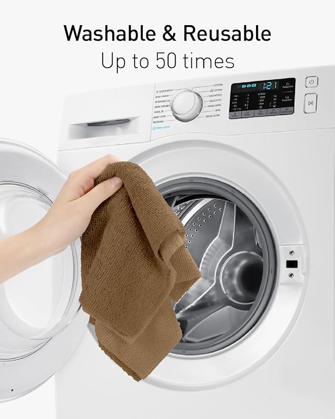 Fantasticlean Microfiber Cleaning Cloth Roll -40 Pack, Tear Away Microfiber Towels, 12" x 12", Reusable, Washable, Scratch Free, Ultra Absorbent for All-Around Cleaning Supplies (TAN)