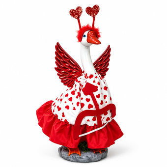 Garden Goose Statue with Angel Wings,Cute Outdoor Resin Garden Goose Decor
