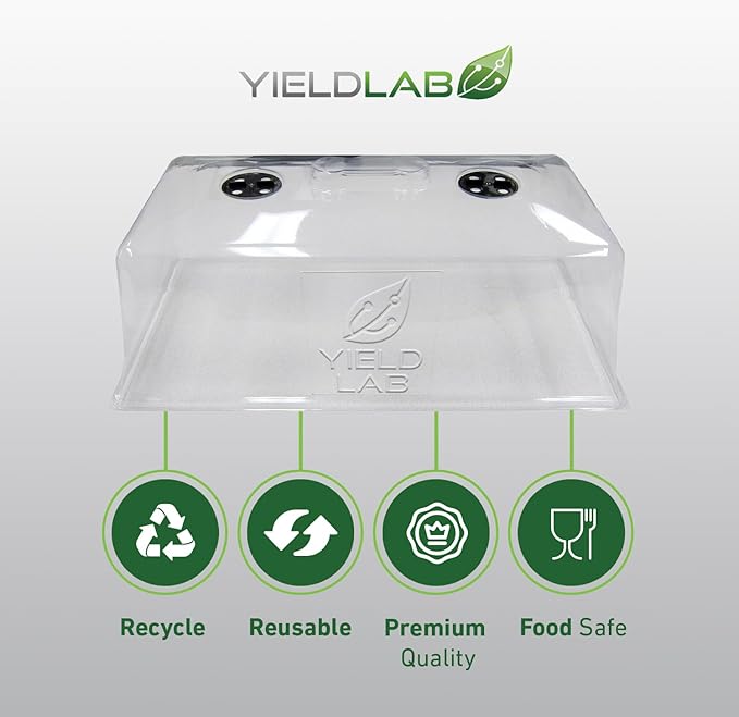Yield Lab 7 Inch Propagation Dome - 50 Pack Humidity Vented Domes – Plant Growing Dome for Seedling, Germination, Soil & Hydroponic Horticulture