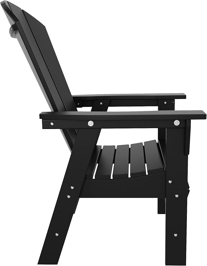 WestinTrends Malibu Malibu Outdoor Patio HDPE Plastic Adirondack Dining Chair Black