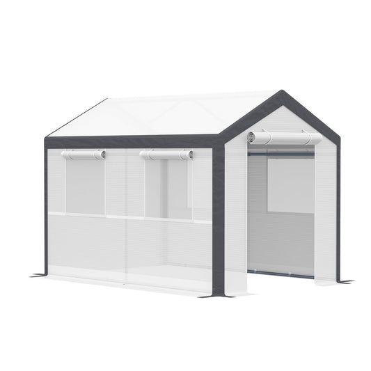 Outsunny 10' x 7' x 7' Greenhouse Walk-in Tunnel PE Cover Steel Frame White