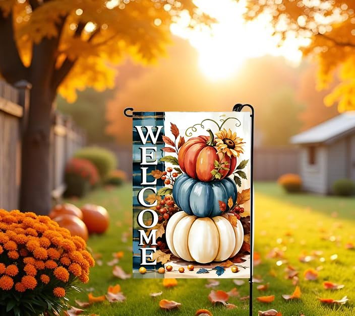 Welcome Fall Garden Flags for Outside 12x18 Double Sided