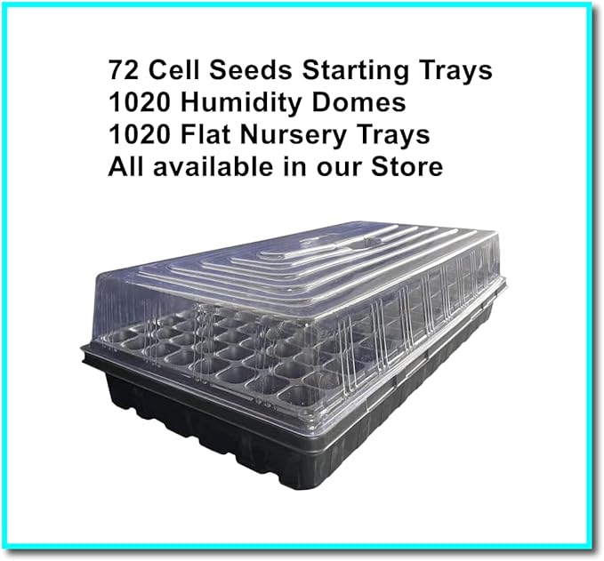 72 Cell Seed Trays, Thick Durable 72 Cell Plug Tray Seedling Plastic Nursery Tray for 1020 Flat Germination (10-Pack, 21"×11", 1.81" Height, Low)