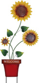 hogardeck Garden Decor for Outside, 39" Sunflower Pot Decorative Garden Stakes for Spring Outdoor Decor, Metal Yard Art Sunflower Welcome Sign for Porch Patio Lawn Pathway Backyard Decorations