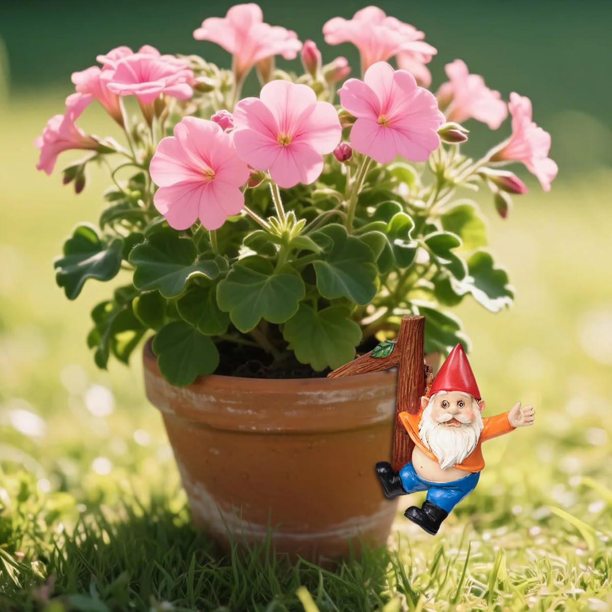 JARPSIRY Funny Garden Gnome Statue Flower Pot Hugger, Jackets Hanging on Branch Gnome Figurine Resin Sculpture Outdoor Decor Patio Lawn Yard Fence Plant Pot Ornaments