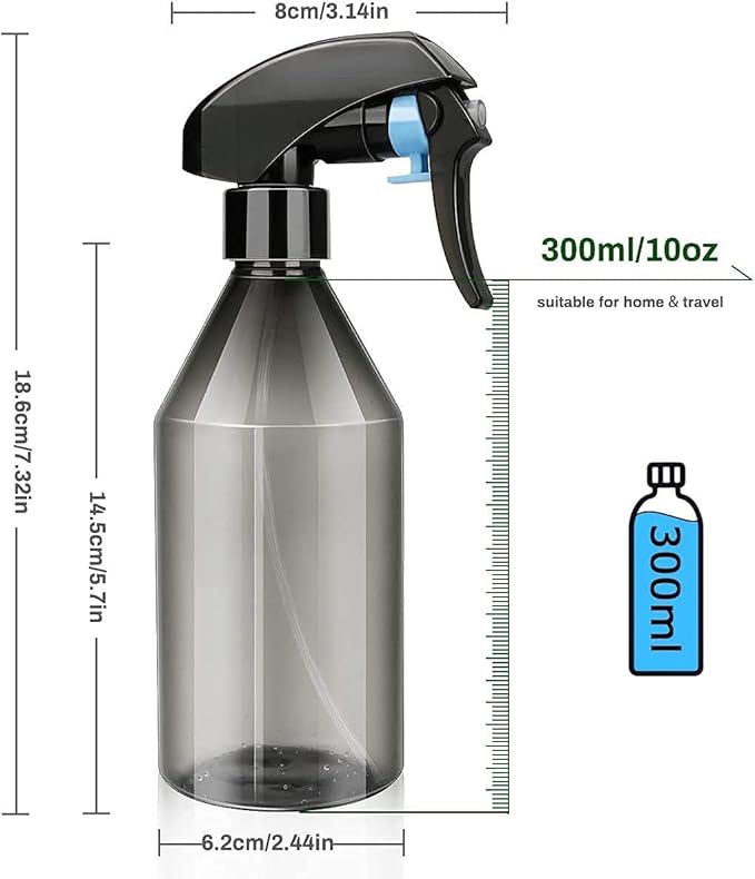 Plant Mister Water Spray Bottle - Fine Mist Spray Bottle for Flowers, Plants, Gardening, Cleaning Solutions - 10oz, Plastic