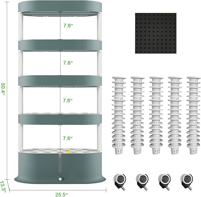 Lyfreen 5-Tier Smart Hydroponics Growing System Kit with LED Grow Light, Hydroponic Tower for 80 Plants, Self-Watering Indoor Herb Garden for Herbs Vegetables Salad Greens, 40L Water Tank