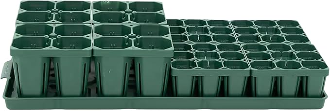 Vego garden Seedling Suite Products, 4 Pack Jumbo Seedling Trays and 4 Pack Standard Seedling Trays with 10" x 20" Bottom Watering Trays