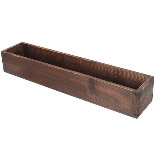 TOYANDONA Rustic Carbonized Wood Flower Box Planter with Drainage for Indoor and Outdoor Succulent Gardening Balcony Window Wooden Planter Box