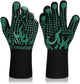 Comsmart BBQ Gloves, 1472°F Heat Resistant Grilling Gloves Silicone Non-Slip Oven Gloves Long Kitchen Gloves for Barbecue, Cooking, Baking, Short, Green