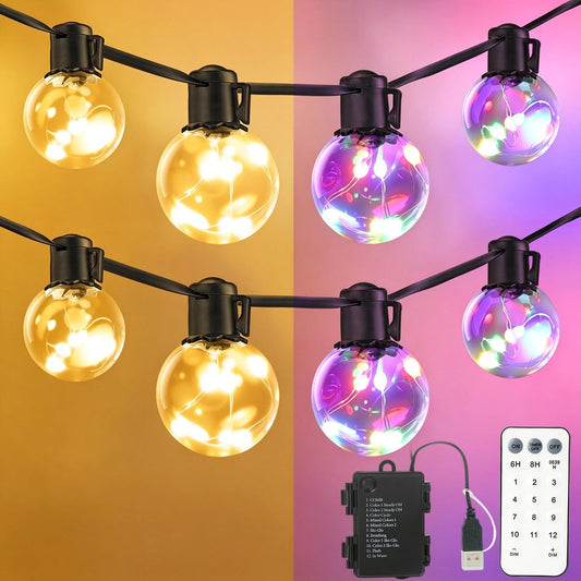 KepStars Outdoor String Lights Battery Operated,22ft 20 G40 LED Patio Bulbs