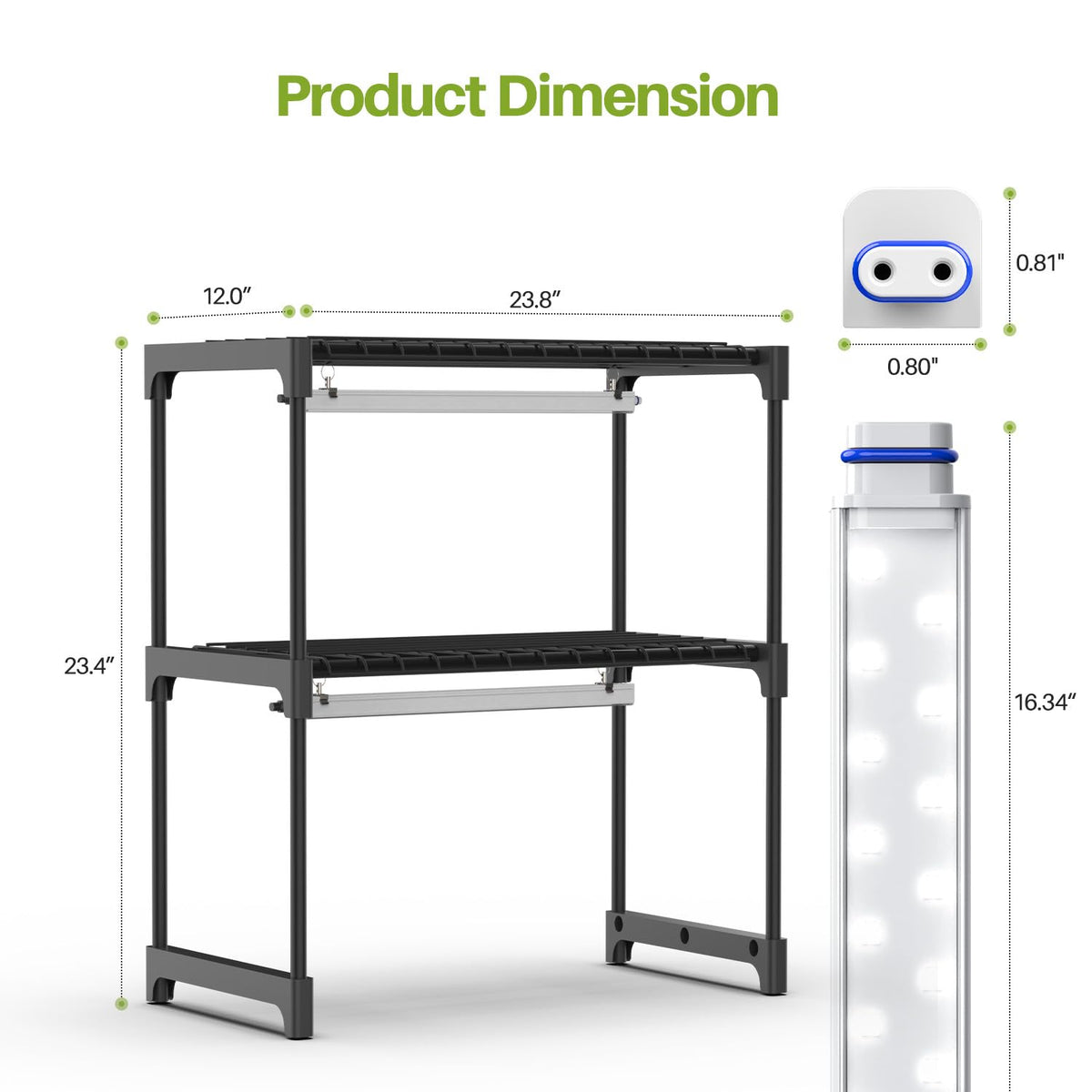 Inzlume 2-Tier Desktop Indoor Greenhouse with Grow Light, 11.8x23.6x23.6