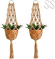 Artilady Hanging Planter for Indoor Plants Macrame Plant Hanger Large Hanging Plant Holder Brown Plants Basket White Rope Boho Original Wall Decor (Brown Plant Hanger)