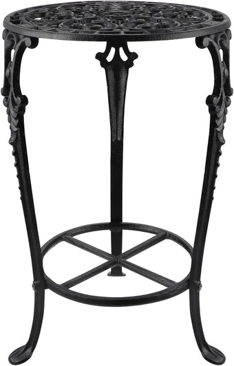 Fardtry Vintage Cast Iron Plant Stand, 18.8" Tall Flower Pot Holder, 2 Tiered Potted Planter Rack for Living Room, Bedroom, Kitchen, Porch (Black)