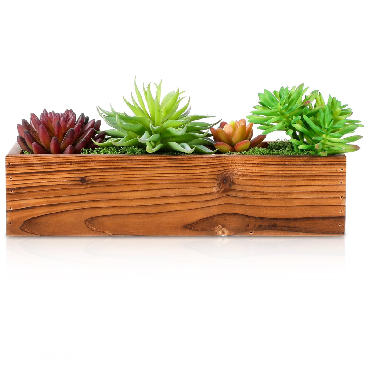 Toddmomy Wood Planter Box Rustic Wood Flower Pot for Succulents Herbs and Small Plants 11.81 X 3.74 X 2.75 in Indoor Outdoor Window Sill Garden Balcony Office Decor