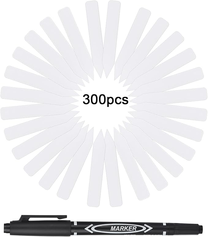 Plant Labels 300pcs 4 Inch with Garden Plant Markers Pen of Outdoor Waterproof,Plant Tags and Permanent Marking Pen, Garden Labels Gardening Gifts for Women Men