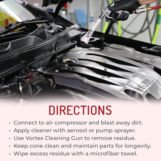 HI-TECH Vortex II Air Cleaning Gun – Pro Auto Detailing Tool for Deep Cleaning Interiors & Exteriors – Uses Air Compressor – Blasts Dust, Dirt & Grime Fast