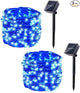 Lomotech Solar String Lights Outdoor - 2 Pack Total 66ft 200LED Solar Fairy Lights Waterproof 8 Modes Twinkle Lights for Outdoor, Patio, Garden, Yard, Party, Wedding, Tree Decoration (Blue)