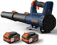 Leaf Blower Cordless with 2× 5.0Ah Batteries and Charger, 21V Electric, Lightweight Battery Powered Blowers for Lawn Care, Yard, Patio Cleaning, Blowing Leaves & Dust, Dark Blue