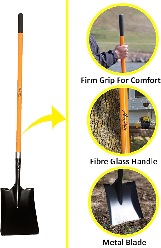 Ashman Heavy-Duty Transfer Shovel (6 Pack) with 47-Inch long Durable Handle and Blade- Ideal for Construction, Landscaping, Gardening, and Snow Removal- Durable, Rust-Resistant, and Multipurpose Scoop