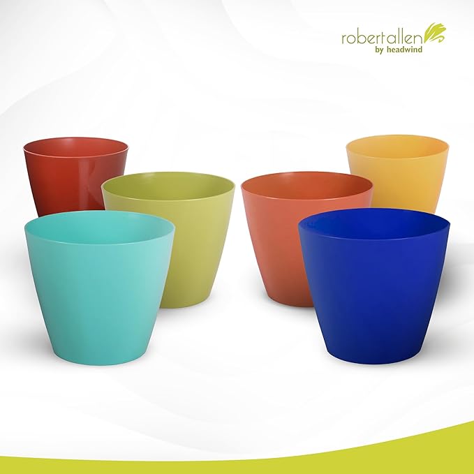 Headwind Charlevoix Planters– 4.5" 2 Pack Plastic Plant Pot in Meadow Green, Indoor & Outdoor Pots for Plants with Drillable Drainage Hole, Decorative Plant Pot, Flower Pots Outdoor for Garden