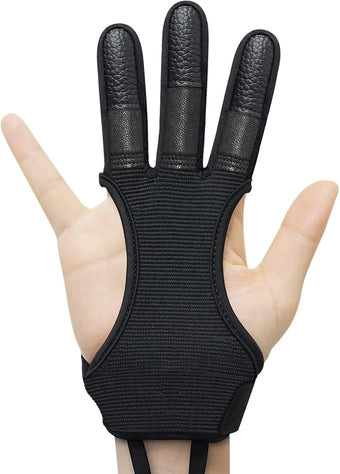 Seektop Archery Gloves Shooting Hunting Leather Three Finger Protector for Youth Adult Beginner